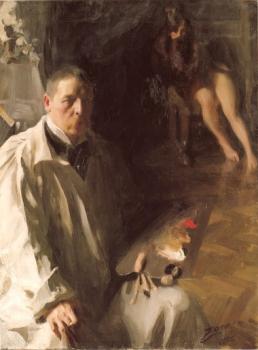 Anders Zorn : Self-Portrait with a model